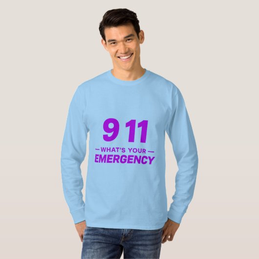 “911 What’s Your Emergency” Bold Pink Streetwear T T-shirt (Voorkant volledig)