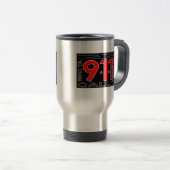 911 "Wie ga je bellen?" Travel Mug Reisbeker (Voorkant rechts)