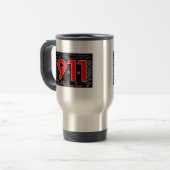 911 "Wie ga je bellen?" Travel Mug Reisbeker (Voorkant links)
