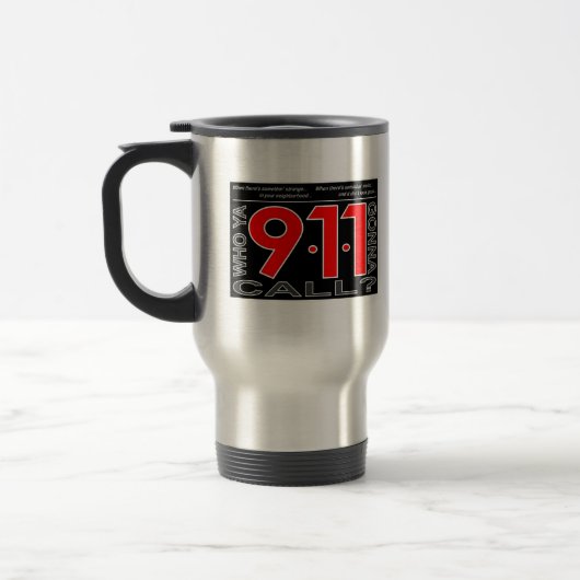 911 "Wie ga je bellen?" Travel Mug Reisbeker (Links)