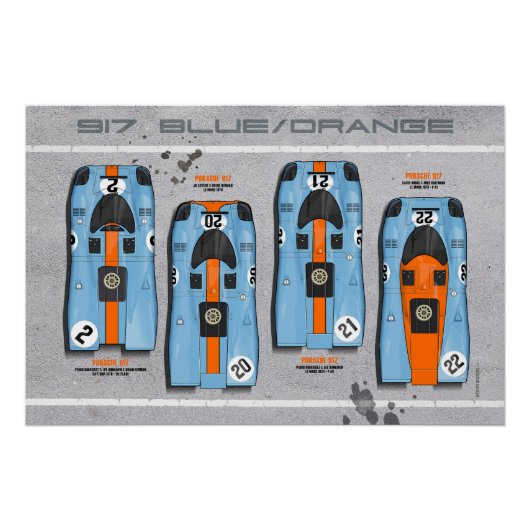 917 Blue - Orange Design Perfect Poster (Voorkant)