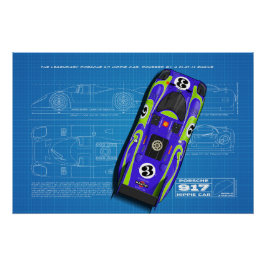 917 Hippie Car Blueprint Perfect Poster