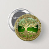 [91] Golden Celtic Tree of Life [3D] Ronde Button 5,7 Cm (Voorkant /achterkant)