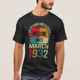 91 jaar Geweldige sinds maart 1932  91 geboorte T-shirt