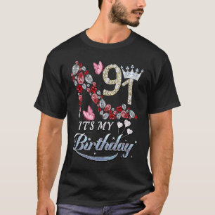 91 jaar oud Het is mijn 91e verjaardag Diamond Sch T-shirt