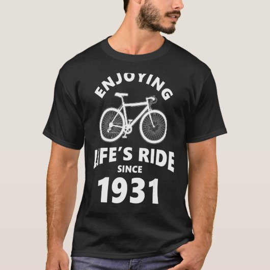 91 jaar oude mountainbikerfiets 1931 91st t-shirt (Voorkant)