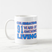 91-jarige design koffiemok (Links)