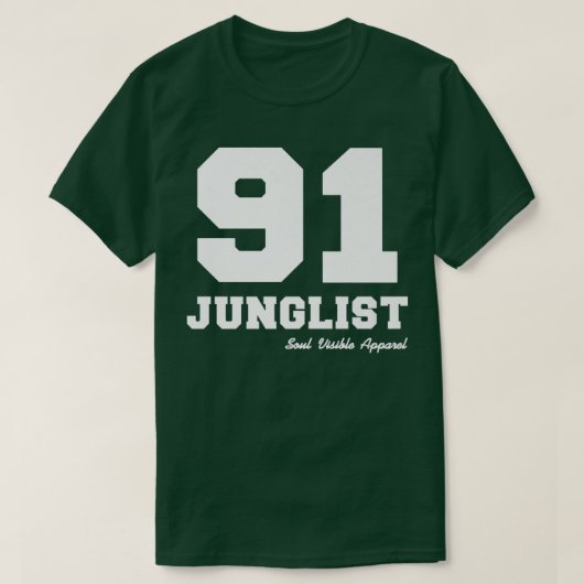 91 Junglist Drum & Bass Oerwoud Music  T-shirt (Design voorkant)