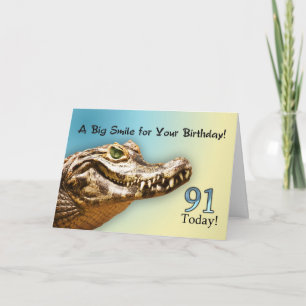 91e Birthday-kaart met glimlachende alligator Kaart