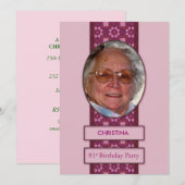 91e Birthday Party Invitation Afbeelding and Name Kaart (Voorkant / Achterkant)