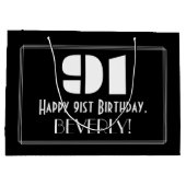91e verjaardag ~ Art Deco geïnspireerd look "91" + Groot Cadeauzakje (Achterkant)