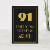 91e verjaardag - Art Deco geïnspireerde look "91"  Kaart (Voorkant)