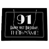 91e verjaardag: Art Deco geïnspireerde stijl "91", Groot Cadeauzakje (Voorkant)