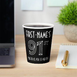 91e verjaardag: Art Deco Style + aangepaste naam Papieren Bekers