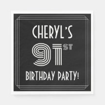 91e verjaardag: Art Deco Style + aangepaste naam