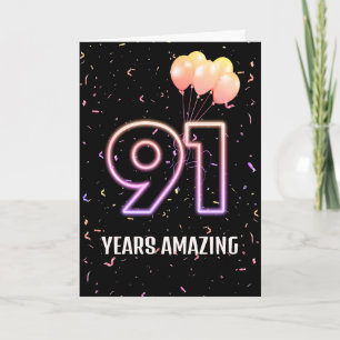 91e verjaardag Ballonnen en Confetti Kaart