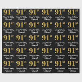 91e verjaardag: Elegante luxe Faux Gold look # Cadeaupapier