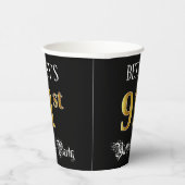 91e verjaardag — Fancy script, Faux Gold look Papieren Bekers (Rechts)