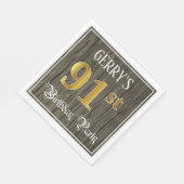 91e verjaardag — Faux Gold & Faux Wood Servet (Hoek)