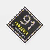 91e verjaardag: Floral Flowers Number, Custom Name Servet (Hoek)