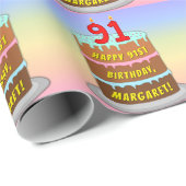 91e verjaardag: Fun Cake and Candles + Custom Name Cadeaupapier (Rol Hoek)