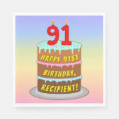 91e verjaardag: Fun Cake and Candles + Custom Name Servet (Voorkant)