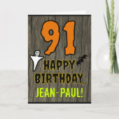 91e verjaardag: Griezelig Halloween-thema, aangepa Kaart (Voorkant)