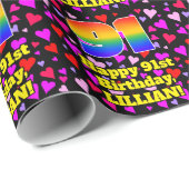 91e verjaardag: Het liefhebbende Kunstpatroon, Reg Cadeaupapier (Rol Hoek)