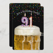 91e verjaardag kaars feestuitnodiging kaart (Voorkant / Achterkant)