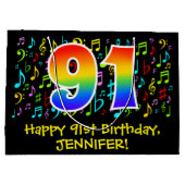 91e verjaardag - Kleurrijke muzieksymbolen, Rainbo Groot Cadeauzakje (Achterkant)