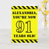 91e Verjaardag: Leuke stencil-stijltekst, aangepas Kaart (Gele Bloem)