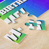 91e verjaardag — Meerkleurig regenboogpatroon "91" Legpuzzel (Zijkant)