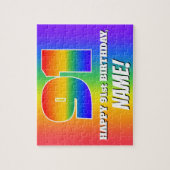 91e verjaardag — Meerkleurig regenboogpatroon "91" Legpuzzel (Verticaal)