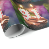 91e verjaardag met kaarsen cadeaupapier (Rol Hoek)