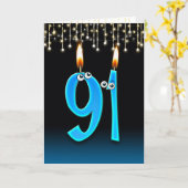 91e verjaardag met oogbalkaarsen kaart (Gele Bloem)