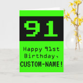 91e verjaardag: Nerdy / Geeky stijl "91" en naam Kaart (Gele Bloem)