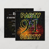 91e verjaardag partijuitnodiging met vuurwerk kaart (Voorkant / Achterkant)