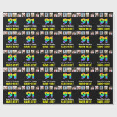 91e verjaardag: Regenboog "91"; Aangepaste foto's  Cadeaupapier (Vlak)