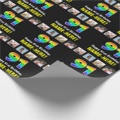 91e verjaardag: Regenboog "91"; Aangepaste foto's  Cadeaupapier (Hoek)