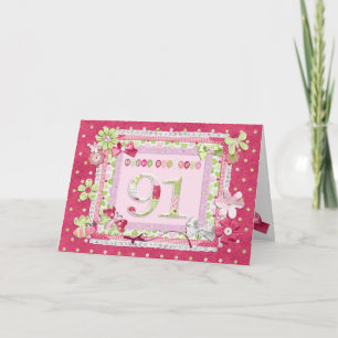 91e verjaardag scrapbooking stijl kaart