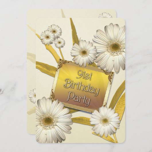 91e verjaardag uitnodiging van de partij van Birth (Voorkant / Achterkant)