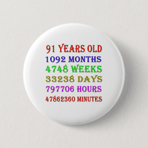 91e verjaardag van de mijlpalen ronde button 5,7 cm