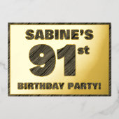 91e verjaardag van de partij van Birthday — Vette, Folie Uitnodiging (Voorkant)