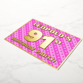 91e verjaardag van de vuurroze harten en strips folie uitnodiging (Gedraaid)