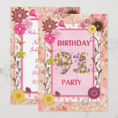 91e verjaardagsfeestuitnodiging met bloemenfeest l kaart (Voorkant / Achterkant)