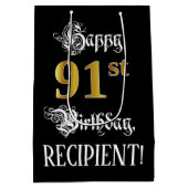 91st Birthday ~ Fancy script; Faux Gold Kijk; naam Medium Cadeauzakje (Achterkant)
