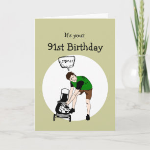 91st Birthday Funny Lawnmower Kaart
