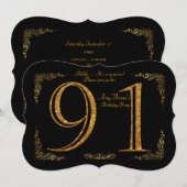 91st, Birthday party 91st, geweldige Gatsby, zwart Kaart (Voorkant / Achterkant)