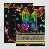 91st Birthday party Uitnodiging met bellen (Voorkant / Achterkant)