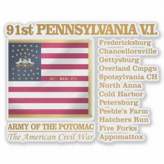 91st Pennsylvania Volunteer Infantry (BH) Sticker (Voorkant)